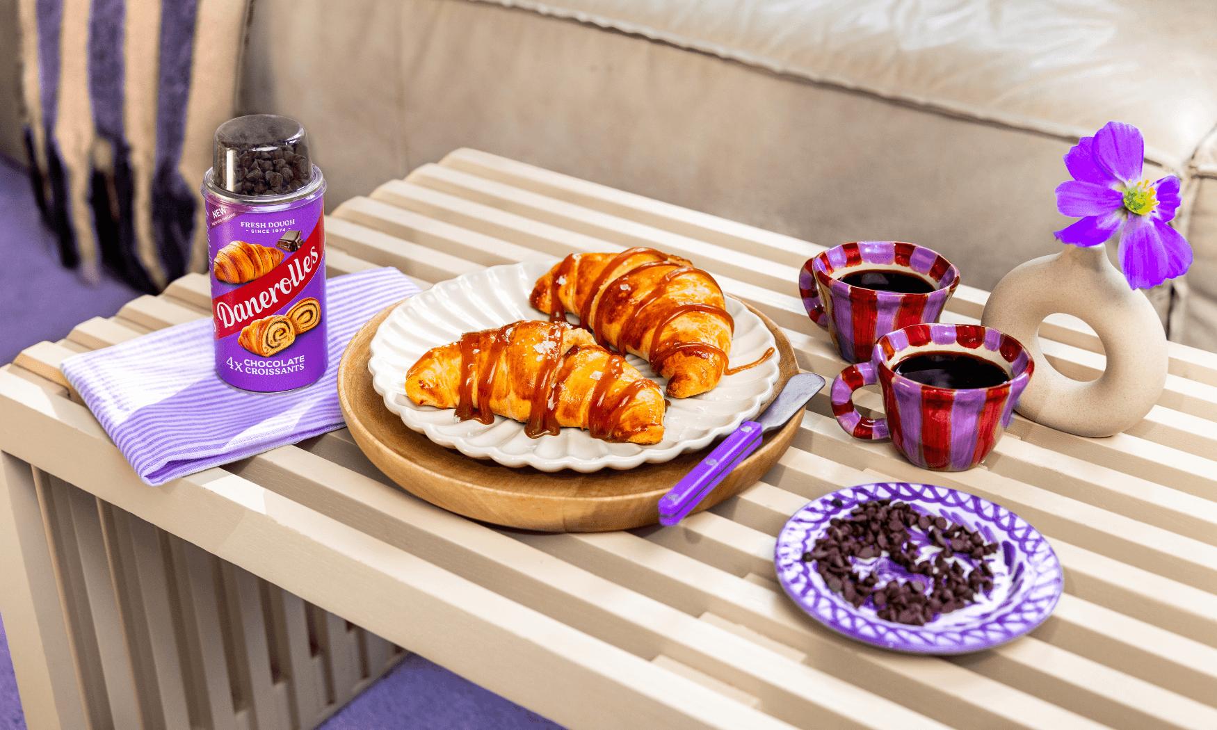 Chocolate caramel seasalt croissants