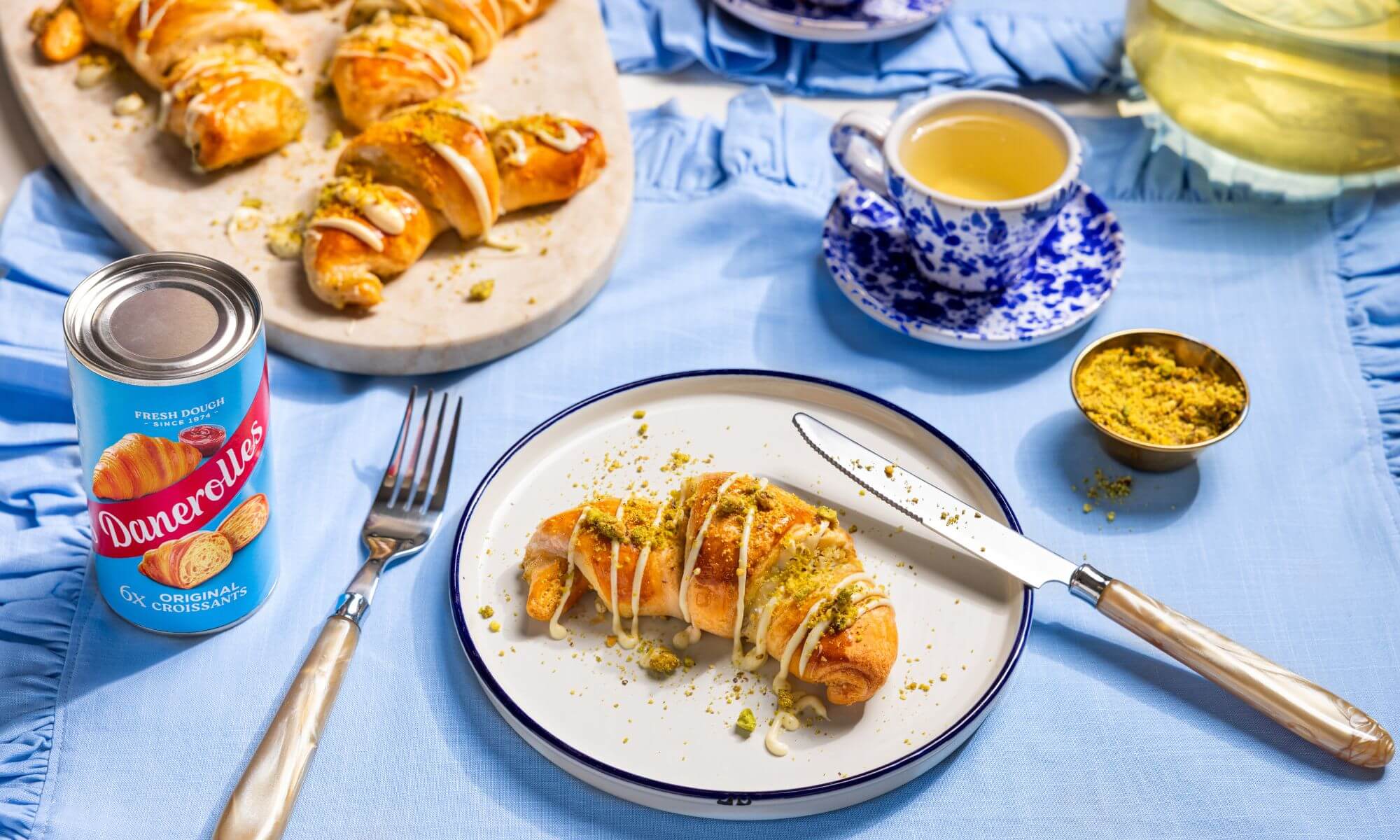 Pistache witte chocolade croissants
